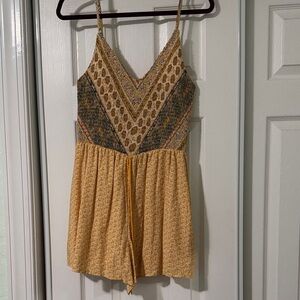 Xhilaration Yellow and Blue Patterned Romper